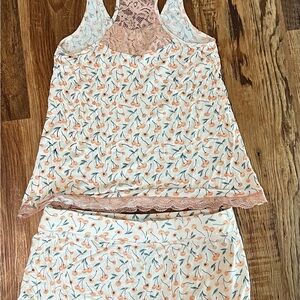 Floral Lace Trim Sleepwear Set